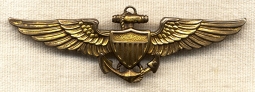 WW II USN 10K Gold Filled Pilot Wing by Balfour