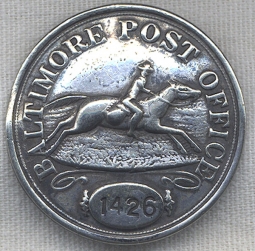 Rare 1870s-1880s Postal Badge from Baltimore, Maryland