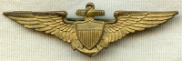 Rare & Beautiful WWI USN Pilot Wing in Gilt Bronze by Bailey, Banks, & Biddle (BB&B)
