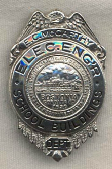 1930s Boston School Buildings Dept. Electrical Engineer Badge of E.C. McCarthy