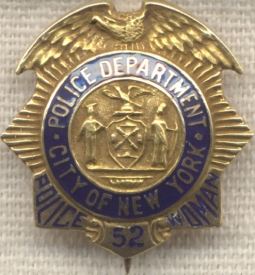 Beautiful 14 K Gold New York City Policewoman Lapel Badge by Dieges & Clust