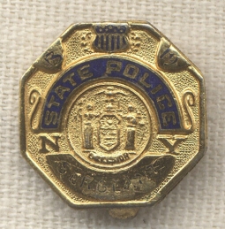 Old and Beautiful Engraved New York State Police Sergeant Pin in Miniature