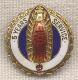 Beautiful Old 10K Gold Coca-Cola 5 Year Service Pin by Dieges & Clust