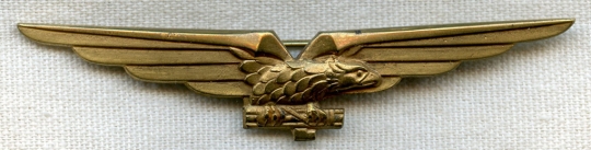 Post-1943 Firenze-Made Italian Air Force Pilot Wing with Crown Jeweler-Removed