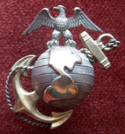 Beautiful US Marine Corps Officer Model 1937 Dress Cap Badge by H&H