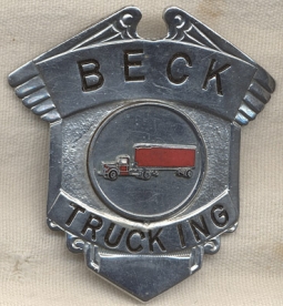 1950's Beck Trucking Drivers Hat Badge