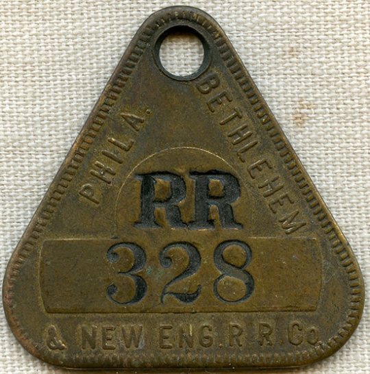1920's - 1930's Tool Check Fob for Bethlehem Steel's Wholly Owned Railroad the P.B. & N.E.