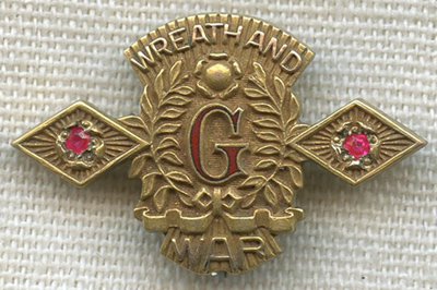 Vintage 1930s B. F. Goodrich Tire Salesman "Wreath and War" Award Pin by Josten