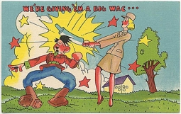 Great WWII Womens Army Corps (WAC) Anti-Hitler Postcard
