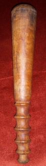 Late 19th C. Uniquely Designed Policeman's Billy Club in American Chestnut with Turned Grip