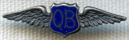 Ca.1930s-40s Q.B. Quiet Birdman Lapel Wing in Enameled Sterling Silver