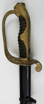 WWII Japanese High Officer Army Sword with Family Crest (Mon) Unusual Black Painted Sheath