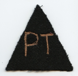 BEING RESEARCHED - Unidentified Black Triangle "PT" Patch - NOT FOR SALE UNTIL IDENTIFIED