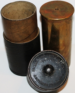 Scarce WWI 75 mm Blank Artillery Round Shell Casing in Original Cardboard & Steel Container
