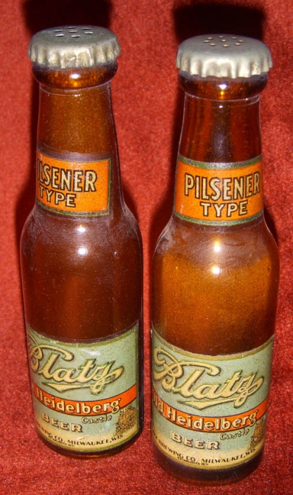 Great 1930s Blatz Beer Mini-Bottle Salt and Pepper Shakers