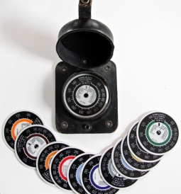 WWII USAAF Bomb Sight Calibrator Discs and Housing