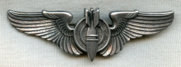 Gorgeous WWII USAAF Bell Pattern Bombardier Wing in Sterling Silver