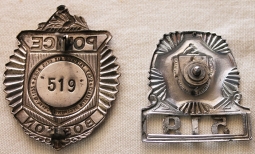 Scarce, 1950's Boston, Massachusetts Police Patrolman Badge Set #519