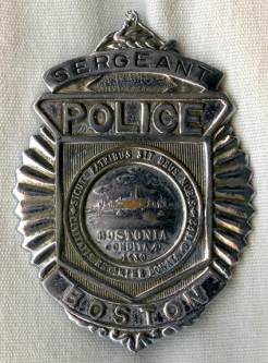 Circa Late 1920s Boston, Massachusetts Police Sergeant Badge #3432