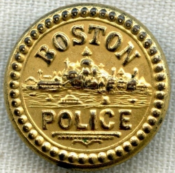 Beautiful & Rare 1860s Boston, MA Police Uniform Button. Civil War Era Evan's Button Co. Back Mark