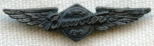 Scarce Early WWII Brewster Aeronautical Corp. Lapel Wing by Whitehead & Hoag