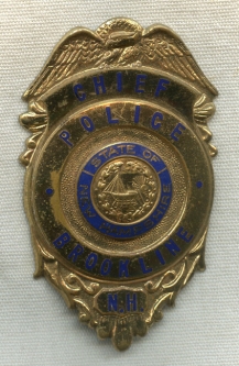 Beautiful Late 1950s Brookline, NH Police Chief Badge by Blackinton