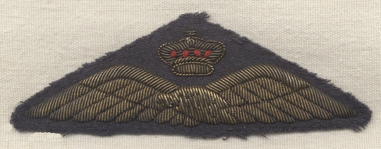 Beautiful and Rare Hellenic (Greek) Air Force Pilot Wing in Bullion for Full Dress