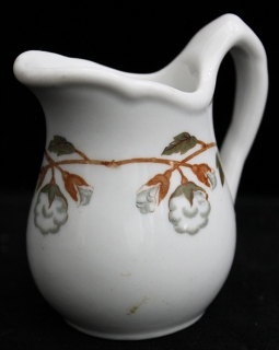 1925 Buffalo China Creamer with Cotton Blossom Pattern