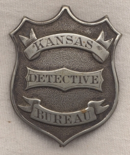 Handmade Circa 1870 Kansas Detective Bureau Shield