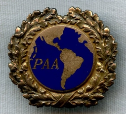 Numbered Circa 1940 Pan Am Airways (PAA) Pilot Cap Badge in Sterling