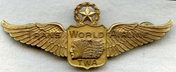 Beautiful Ca. 1946 10K Gold Filled Trans World Airline Captain Wing of Capt. George Cole Toop