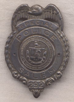 WWII Salem, Massachusetts Special Police Badge Worn by Bill Perkins