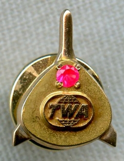 Circa 1960 Trans World Airlines (TWA) Service Lapel Pin in 10K Gold