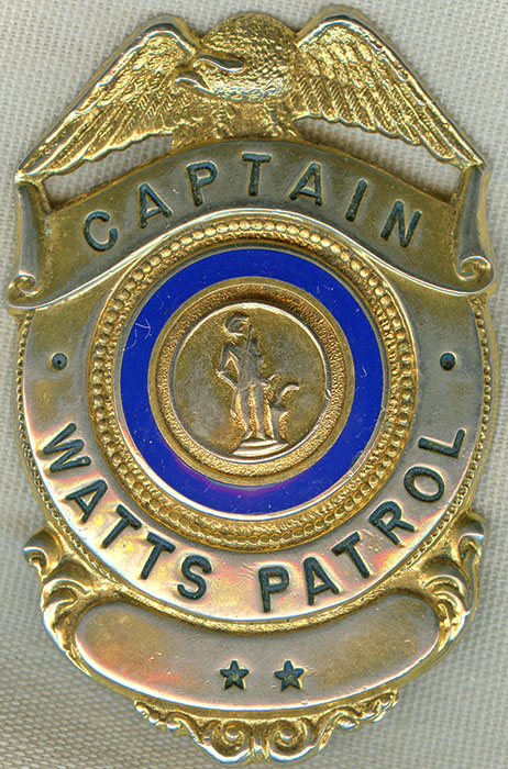 1970's - 1980's Watts (Security) Patrol Captain Badge