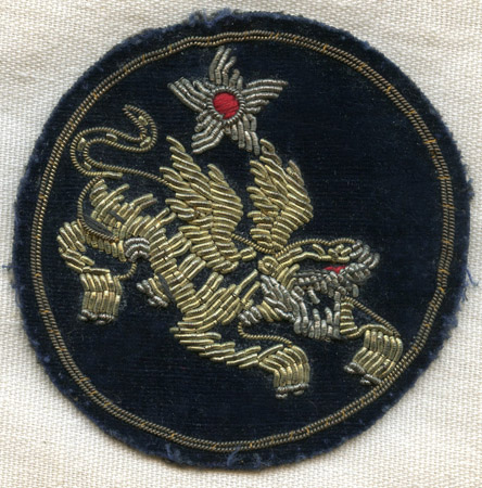 Beautiful Late 1942 CATF (14th AF) Shoulder Patch Theatre-Made Bullion on Velvet