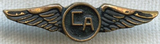 BEING RESEARCHED - "CA" Lapel Wing by George Alan Co. - NOT FOR SALE UNTIL IDed