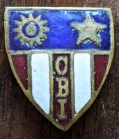 Nice WWII Indian Made CBI Overseas Cap Badge or DI with CBI down the center. Enameled Brass original