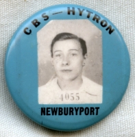 Korean War Era CBS-Hytron Radio/TV Tube Mfg. Corp. Woman Worker Photo ID Badge