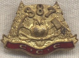 Rare 1930s CCC 387th Co. Badge from Pennsylvania