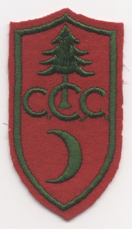 1930s Civilian Conservation Corps Steward Rate Patch, Left Facing, Green on Red.
