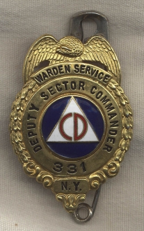 New York City Civil Defence Warden Service Badge