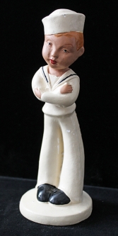 Wonderful WWII USN Sailor Boy Chalkware Statue by Stonetone in Excellent Condition