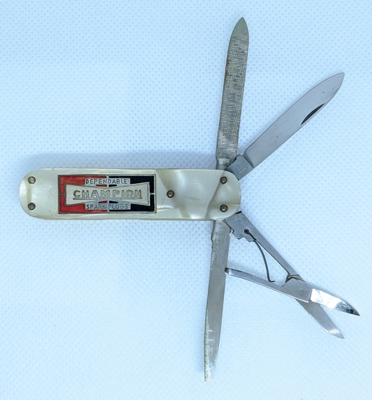 Mid - Late 1930's Advertising Pocket Knife for Champion Spark Plugs