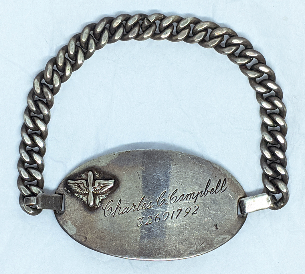Great WWII USAAF Air Gunner ID Bracelet in Sterling by CORO: Flying