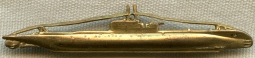 Scarce 1930's - WWII Chilean Navy Submarine Service Badge. Early Type II Stamped Brass