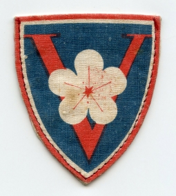WWII Chinese 5th Army Patch with Chop & Handwriting on Back