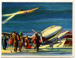 Late 1930's Christmas Card with Civilian Air Transport Theme