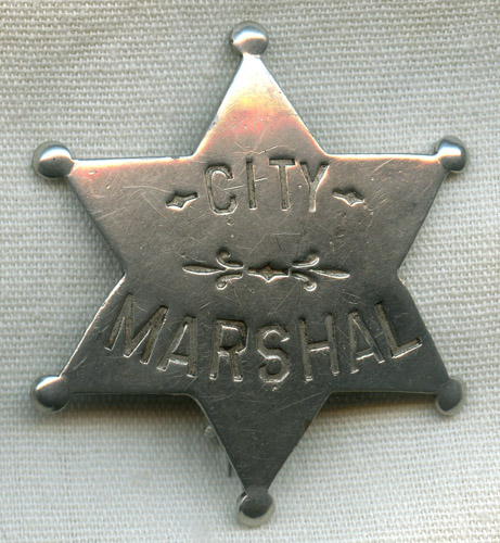 Great ca 1900s - 1910s Old West "Stock" City Marshal Hand Stamped 6 Point Star Badge