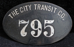 Ca. 1900's - 1910's Trolley Man Hat Badge from 'The City Transit Co.' in Dayton, Ohio