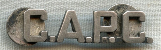 Sterling WWII Civil Air Patrol (CAP) Cadet Collar Insignia with Original Sterling Clutchbacks